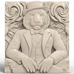 3D Model STL File for CNC Router/Laser & 3D Printer A Tiger in a Suit and Hat on an Elegant Night 2