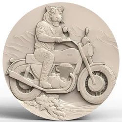 3D Model STL File for CNC Router/Laser & 3D Printer A Tiger Riding a Retro Motorcycle
