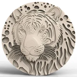 3D Model STL File for CNC Router/Laser & 3D Printer A Tiger with Galaxy-shaped Spots