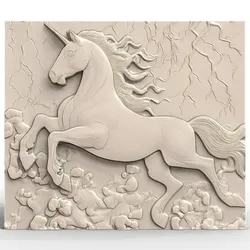 3D Model STL File for CNC Router/Laser & 3D Printer A Unicorn Passing Through a Lightning Storm 2
