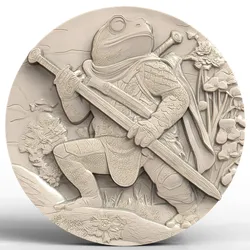 3D Model STL File for CNC Router/Laser & 3D Printer A Warrior Frog in a Magic Lagoon