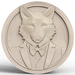 3D Model STL File for CNC Router/Laser & 3D Printer A Wolf Dressed up at a New Year's Party 2