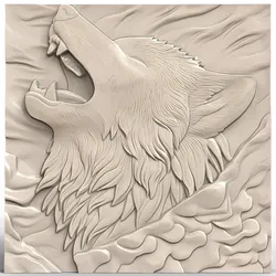 3D Model STL File for CNC Router/Laser & 3D Printer A Wolf Howling in Winter