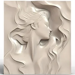 3D Model STL File for CNC Router/Laser & 3D Printer A Woman with Square-shaped Waves