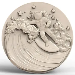 3D Model STL File for CNC Router/Laser & 3D Printer An Astronaut Surfing on a Wave of Stars