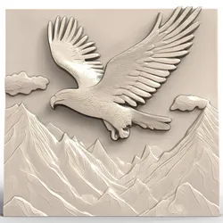 3D Model STL File for CNC Router/Laser & 3D Printer An Eagle with a Flag in its Beak Flying over Mountains 1