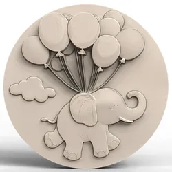 3D Model STL File for CNC Router/Laser & 3D Printer An Elephant Flying with Colorful Helium Balloons 1