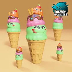 Ice Cream Keychain / Cute Monster / Collectible Creature Model / Print-in-Place Figure / Fantasy World Decoration