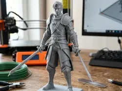swordsman with 2 swords - Free 3D Print Model