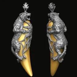 Tiger hugs fangs Pendant 3D print model