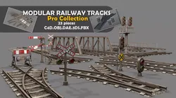 Modular Railway Track PRO Collection 3D model