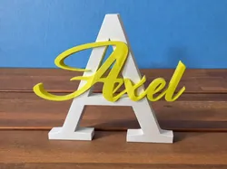 Axel & Axele Name Sign – Letter A with Script Name - Free 3D Print Model