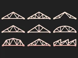 3D printer bestanden | 3MF | Steel Roof Frame Bundle  9 Structural Truss STL Designs