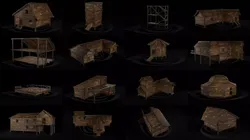 AAA Wooden Enterable Medieval Primal Hut Collection 02 R 3D Model Pack