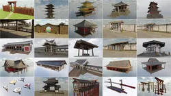 Asian Collection japanese pagoda 3D Model Pack