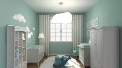 Baby Bedroom with Crib and Wardrobe Mint Fur 3D model