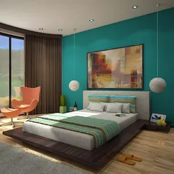 Bedroom modern with teal walls 3D model