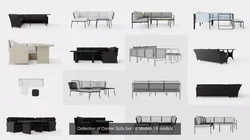 Collection of Corner Sofa Set - 6 Models 3D Model Pack