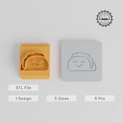 Cute Taco Stamp Tile Set, 5 Sizes, Perfect for Clay, Cookies & Fondant, Kawaii Fast-Food Motif