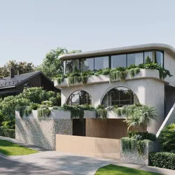 Exterior villa rendering Low-poly 3D model