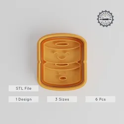Sushi Shape Cutter & Stamp Set, Food & Kawaii Themed, Cookie & Fondant, 6 Pieces, Smiling Designs