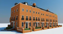 Terraced Town house Building 3D model