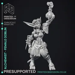 Alchemist - Goblin Female Artificer - PRESUPPORTED - 32mm scale
