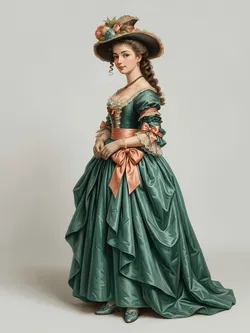 Victorian Art - Lady in Green with Hat