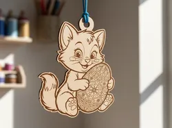 Easter Ornament Kitten with an Egg - Free 3D Print Model