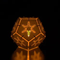 Pentagonal LED tea candle shade with snowflake