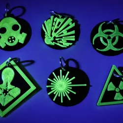 Hazard symbol keychains
