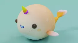 Niko the Chubby Narwhal - Cute Cartoon Character 05 Low-poly 3D model