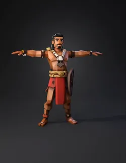 Create a stylized low poly 3D game character of Lapu Lapu the Filipin
