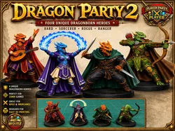 Dragonborn Party2: Bard Sor Rogue Rang DnD PF Mini - Free 3D Print Model