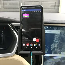Car phone holder + AC outlet mount for a Pixel 2 XL with bumper on a Tesla Model S