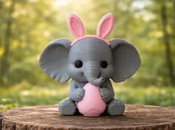 Eli the Elephant with Egg– Cozy Animal Collection - Free 3D Print Model