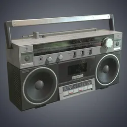 Radiocassette recorder retro Low-poly 3D model