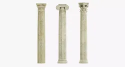 3 Old Classical Columns Set - Doric Ionic and Corinthian Pillars 3D model