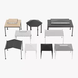 9 Classic Gazebos Set - Traditional Architectural Structures 3D model