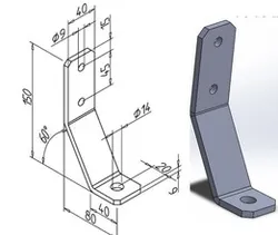 Bent Mounting Bracket - 3 Hole By SOLIDWORKS