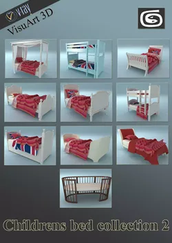 Childrens bed collection 2 3D model