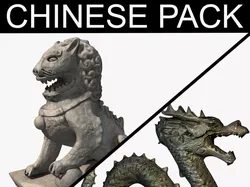 Chinese statues pack Low-poly 3D model