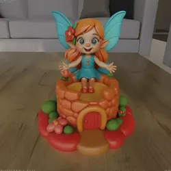Cute Fairy Princess on Castle STL Model