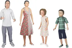 Family 4x models real cloth simulation conversation animation 3 3D Model Pack