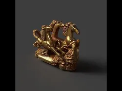 Golden horse sculpture figure  Low-poly 3D model