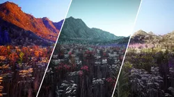 Mountains And Meadows  Outdoor Environment Low-poly 3D model