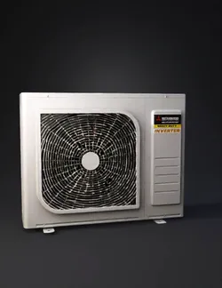outdoor air conditioner condenser unit with protective grille and Mits