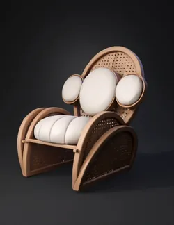 rattan chair with woven back and arms circular white cushions natura