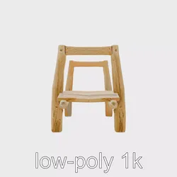 Simple Wooden Footbridge with Robust Design Low-poly 3D model