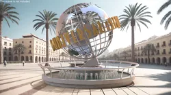 Universal Studios Rotating Globe Fountain Sculpture 3D model